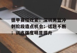 关于德甲赛程吃紧；深圳男篮冲刺阶段造点机会；话题不断；训练强度明显提升的信息-九游会登陆